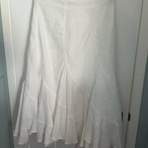 Chic 100% Linen White Maxi Skirt for Women. Waist 34”.
